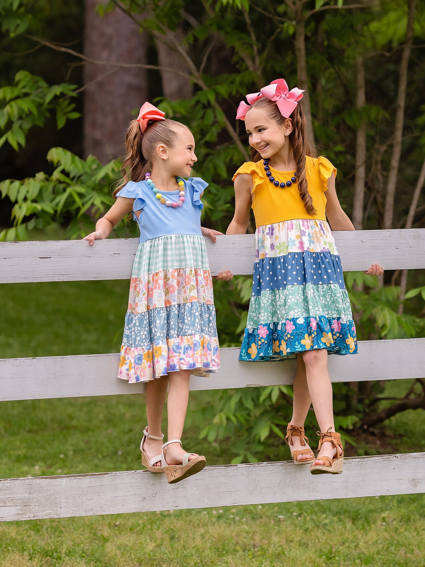 model wearing the Periwinkle Tiered Floral Dress