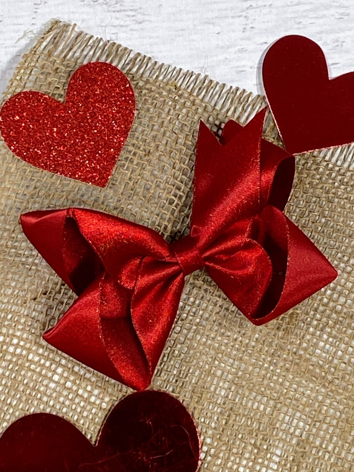 4.5 inch red shimmer satin hair bow on alligator clip