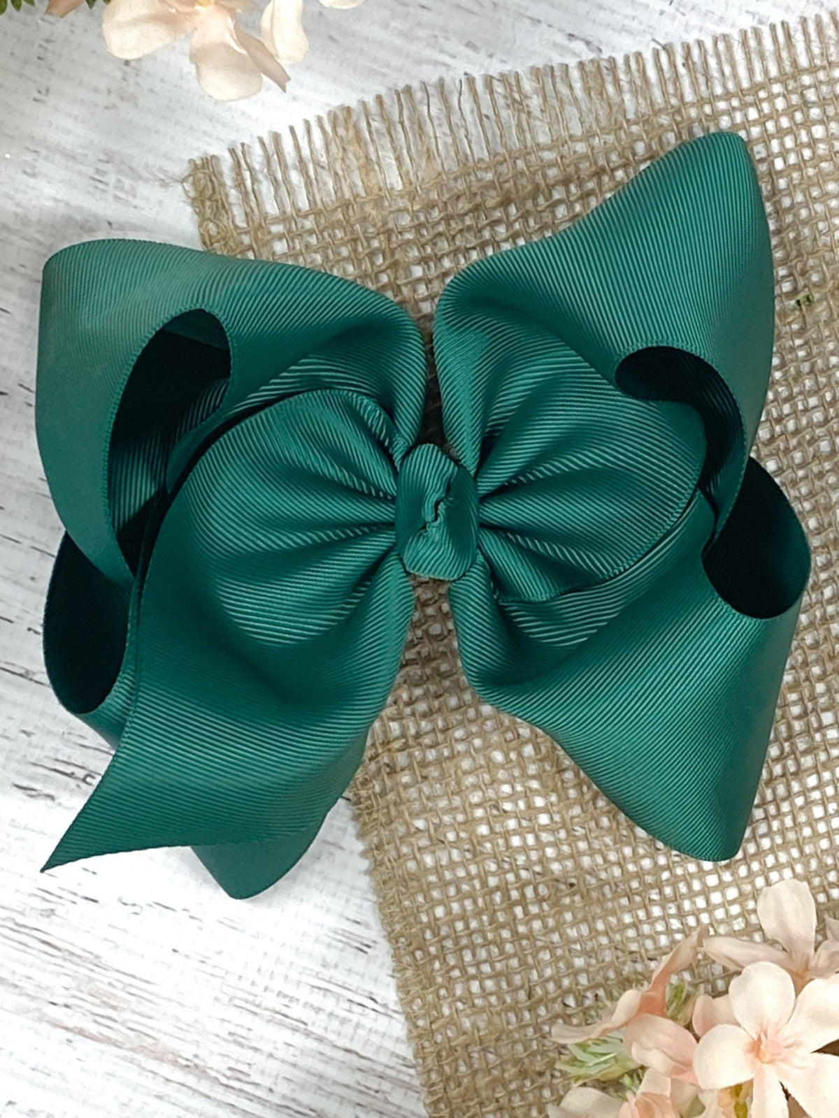 6.5 inch hunter green Texas size grosgrain hair bow