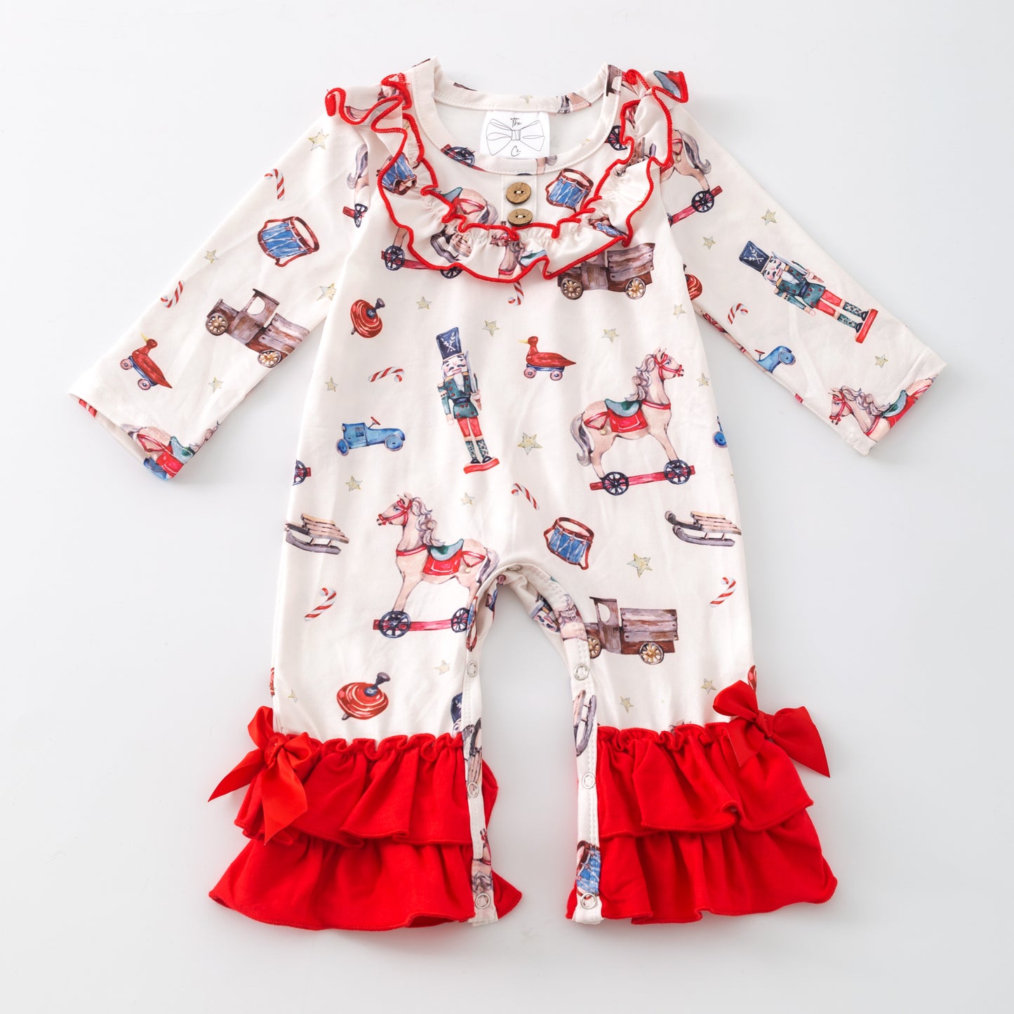 Baby girl first Christmas onesie holiday print