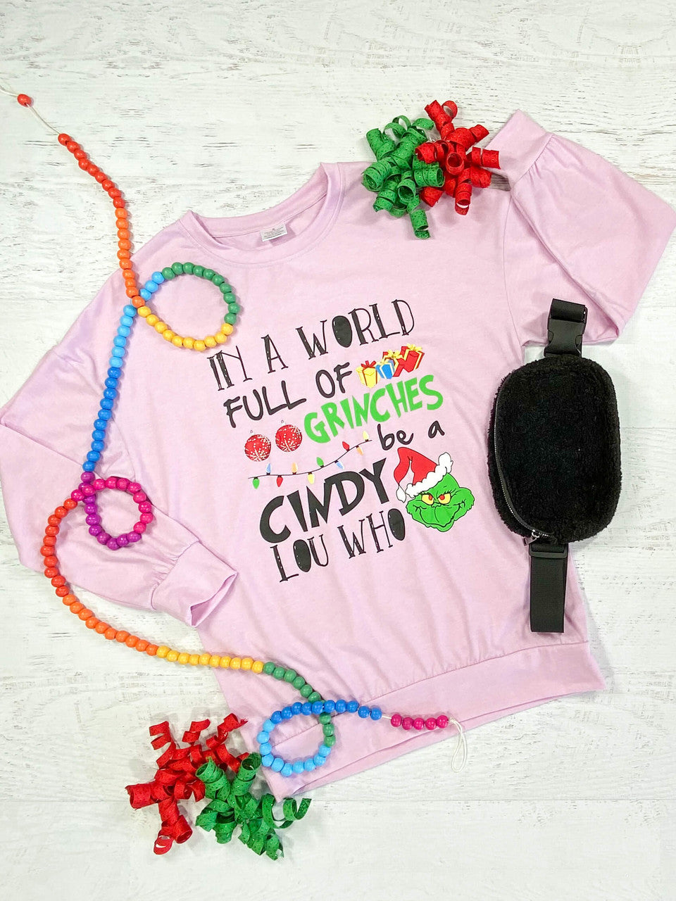 Mommy & Me sweatshirt with a colorful Grinch design - Moms