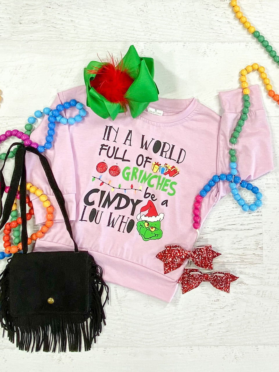 Mommy & Me sweatshirt with a colorful Grinch design - Girls