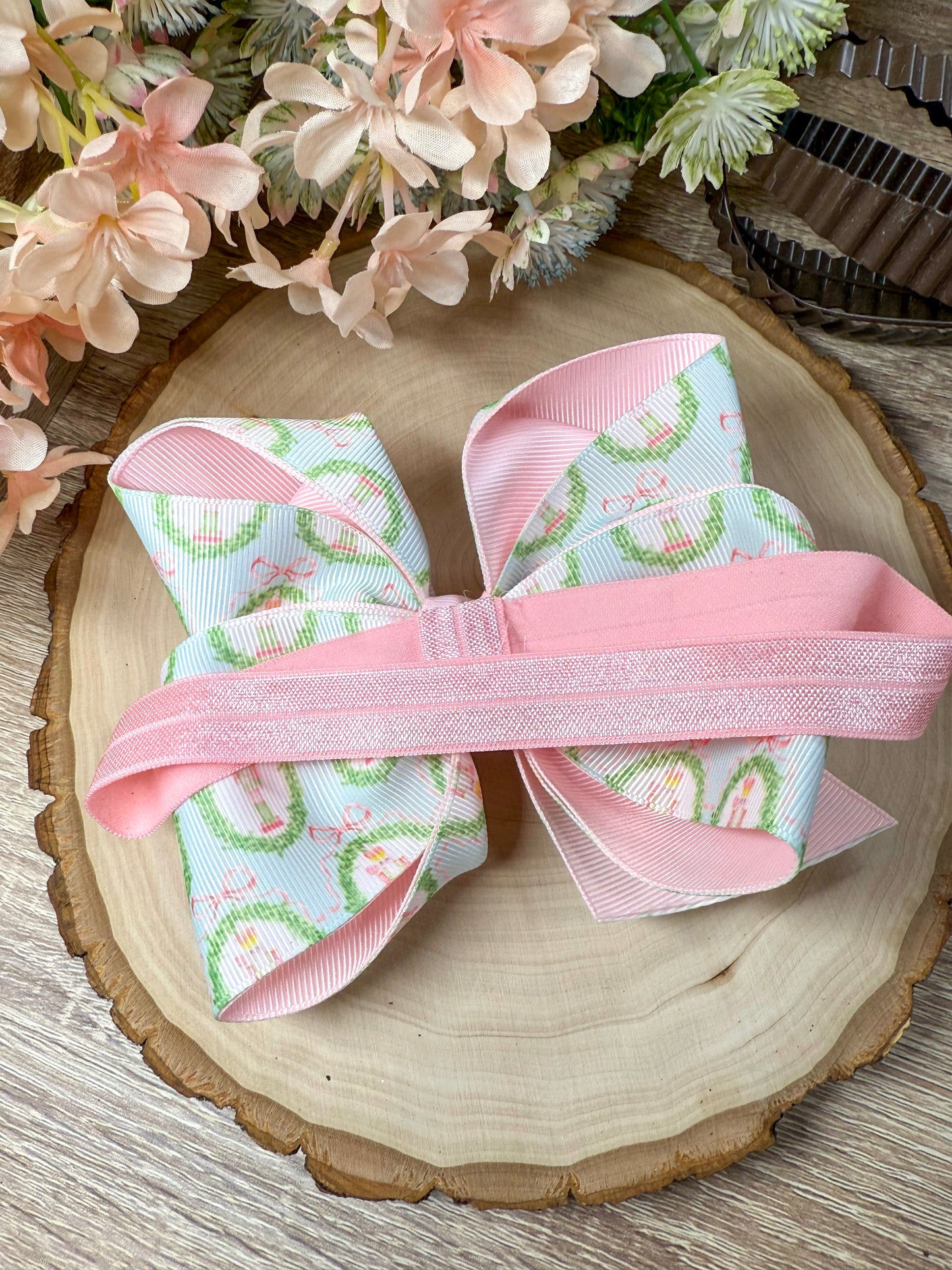 back of the headband showing satin elastic band