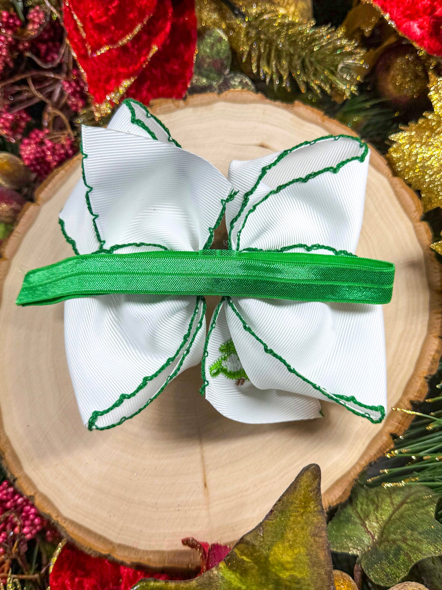 back of the headband showing the satin elastic band