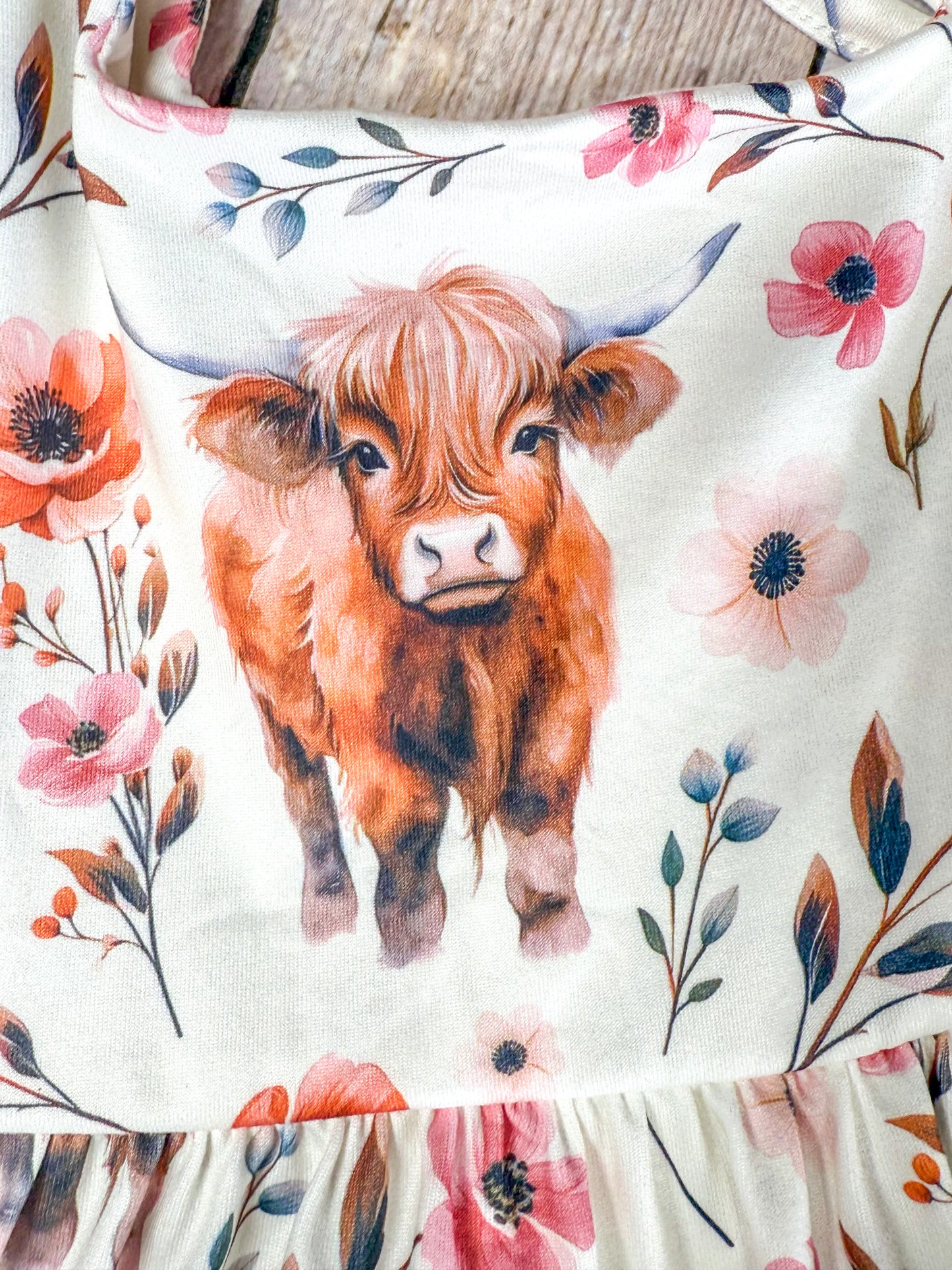 close up of the highland cow print