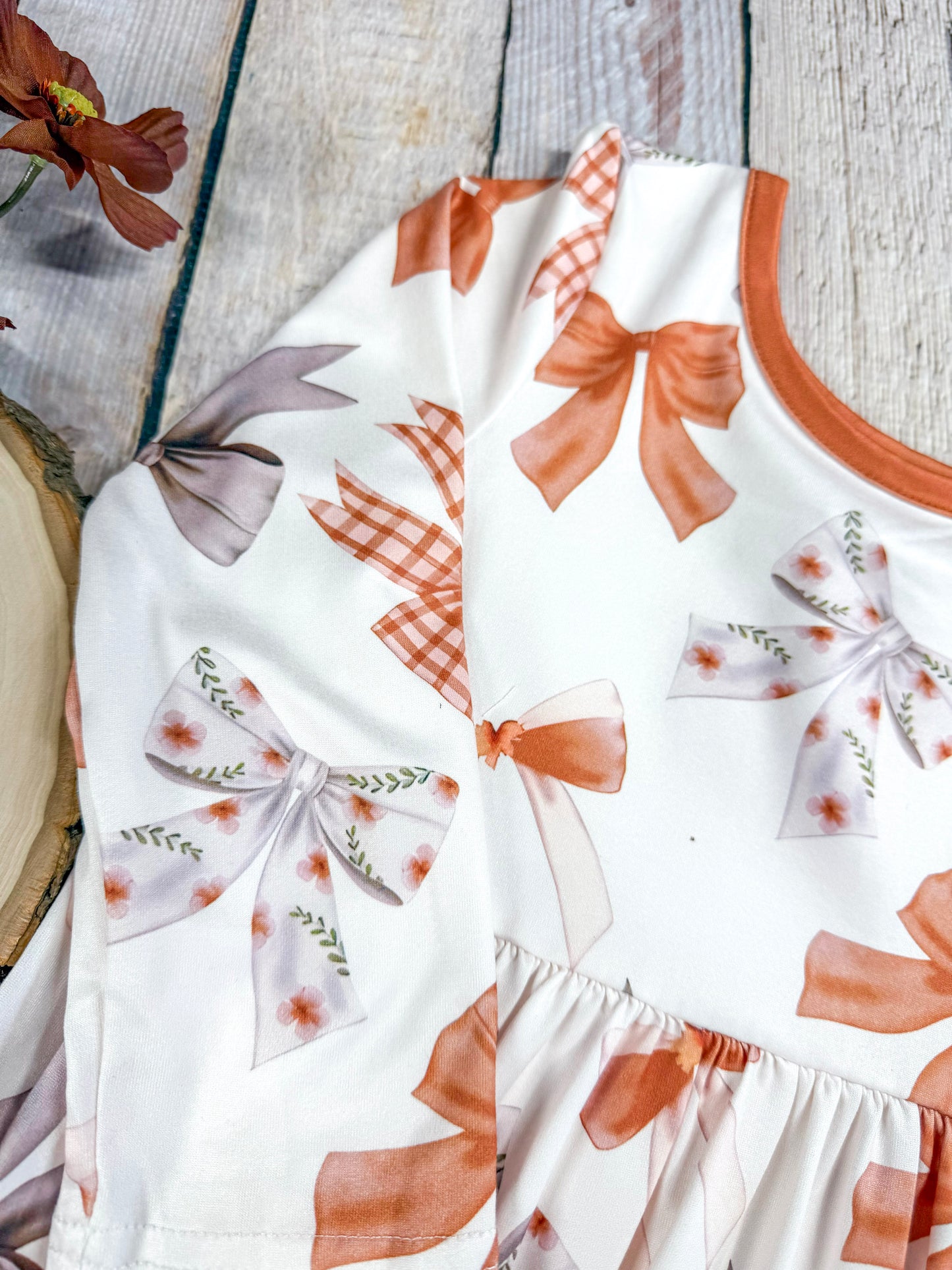 close up of neckline and sleeve