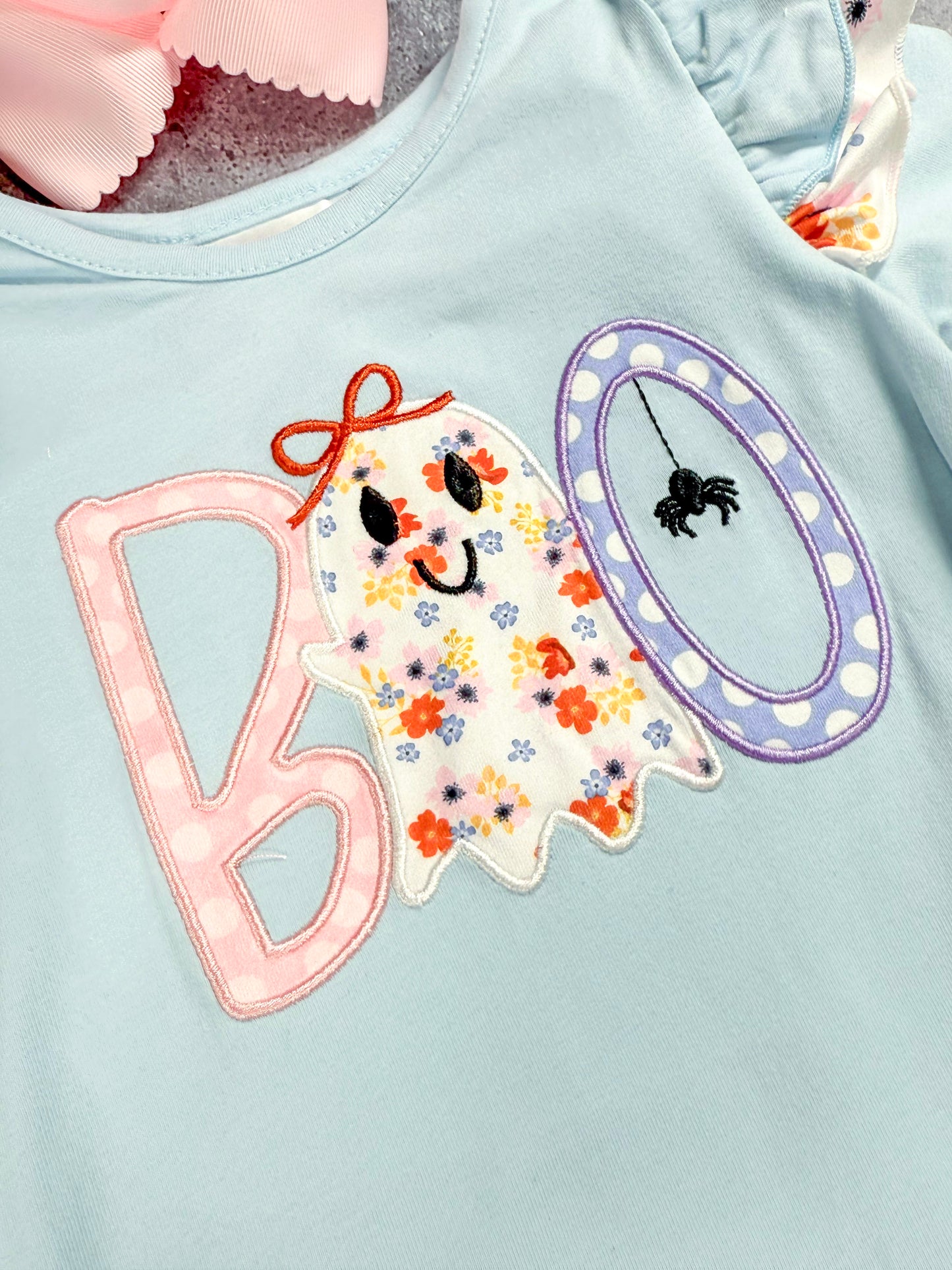 close up of the boo applique