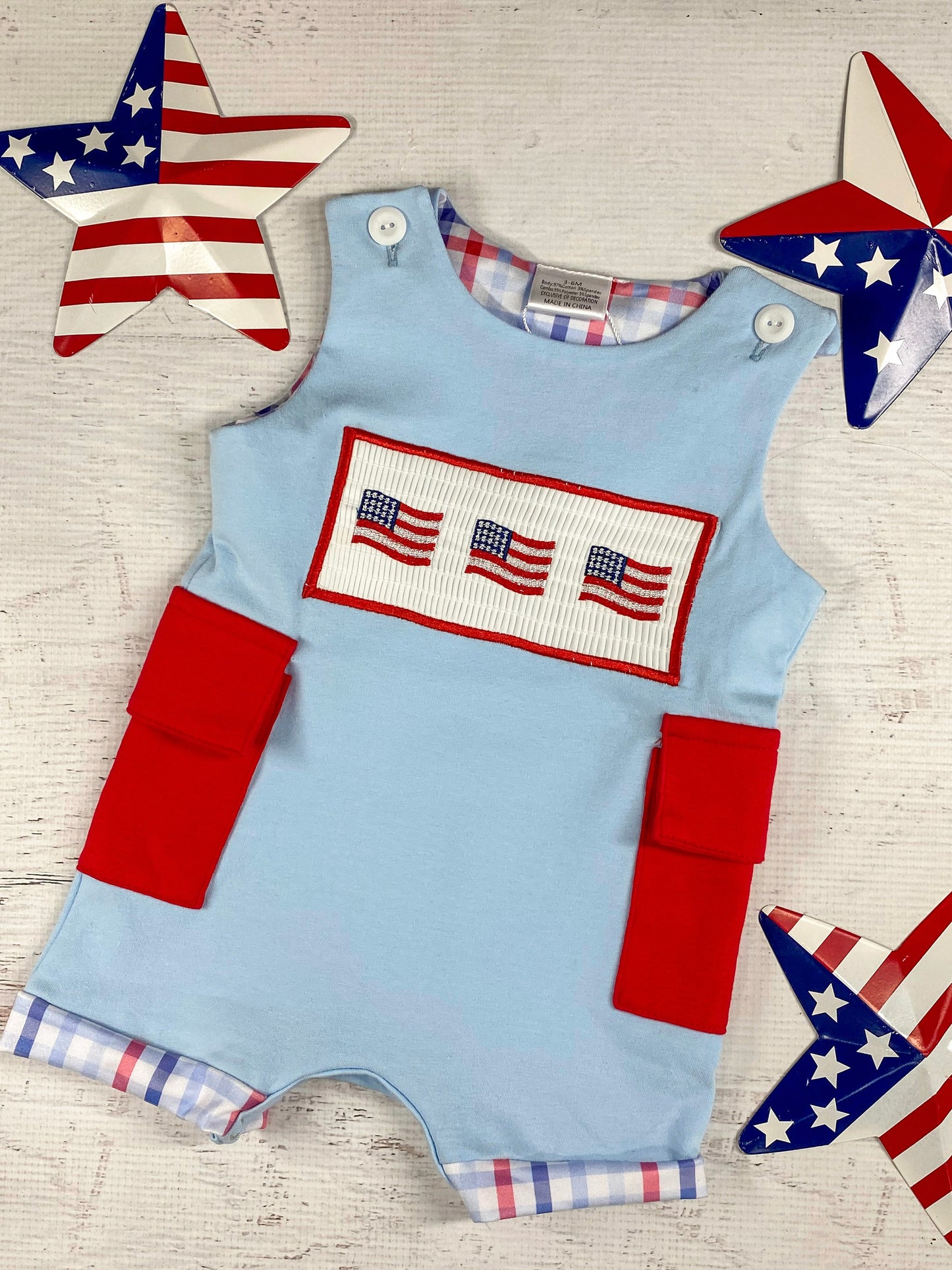 American Flag Trio Infant Boy's Romper