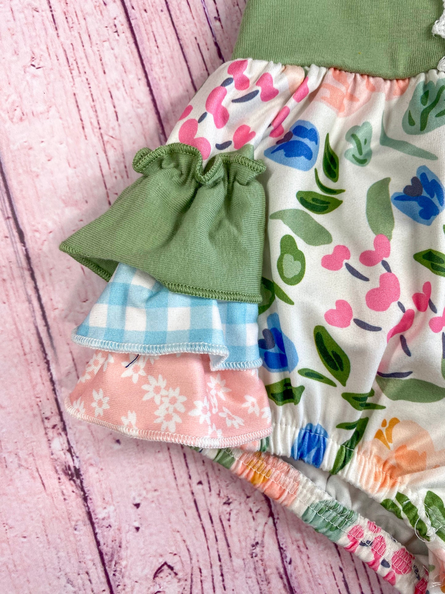 Close up detail of side ruffles