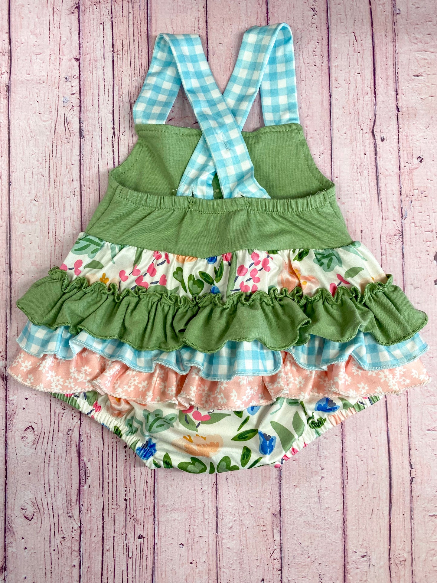 back of the Summertime Flowers Infant Romper
