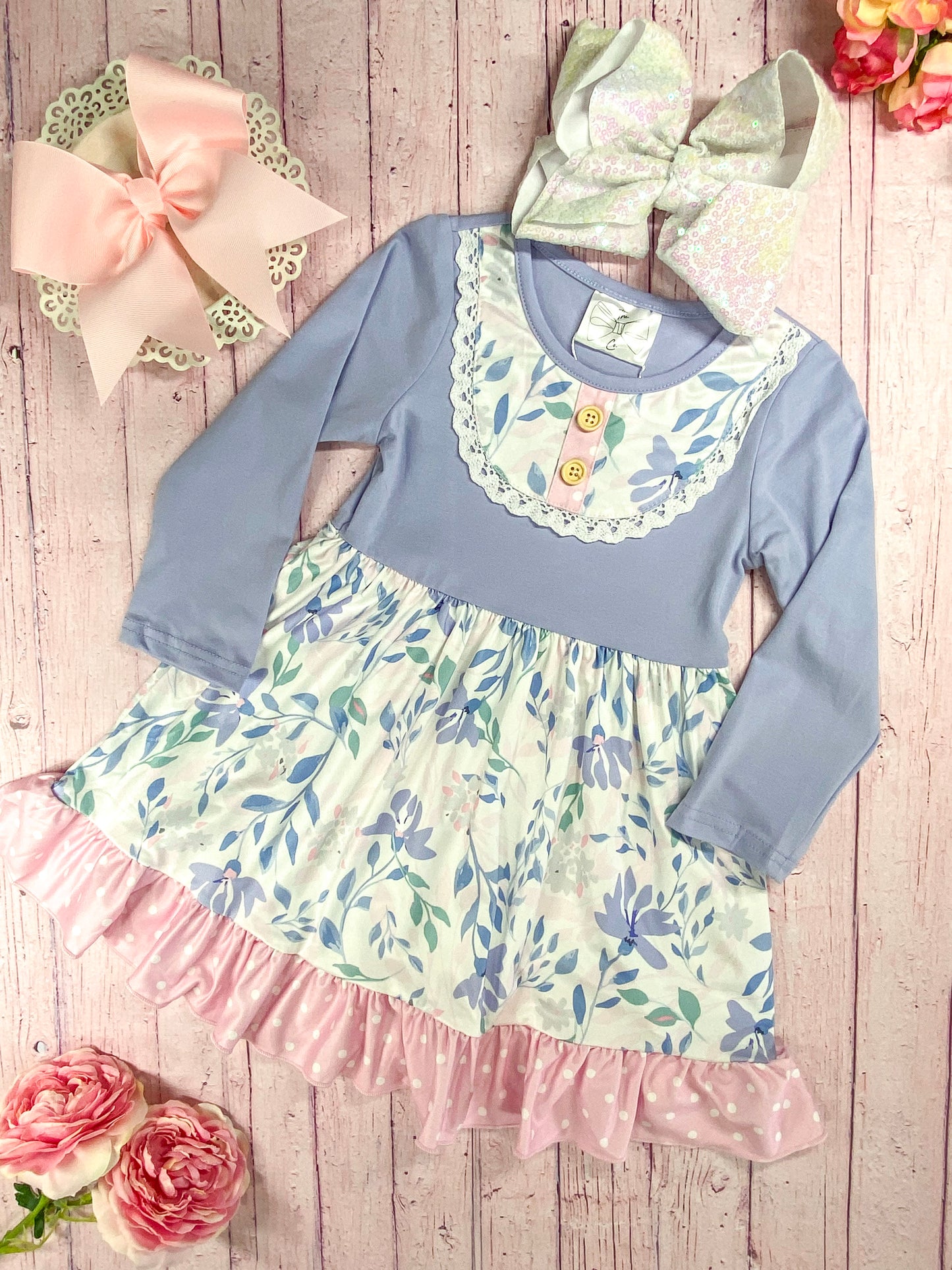 Purple & Pink Floral Tiered Dress