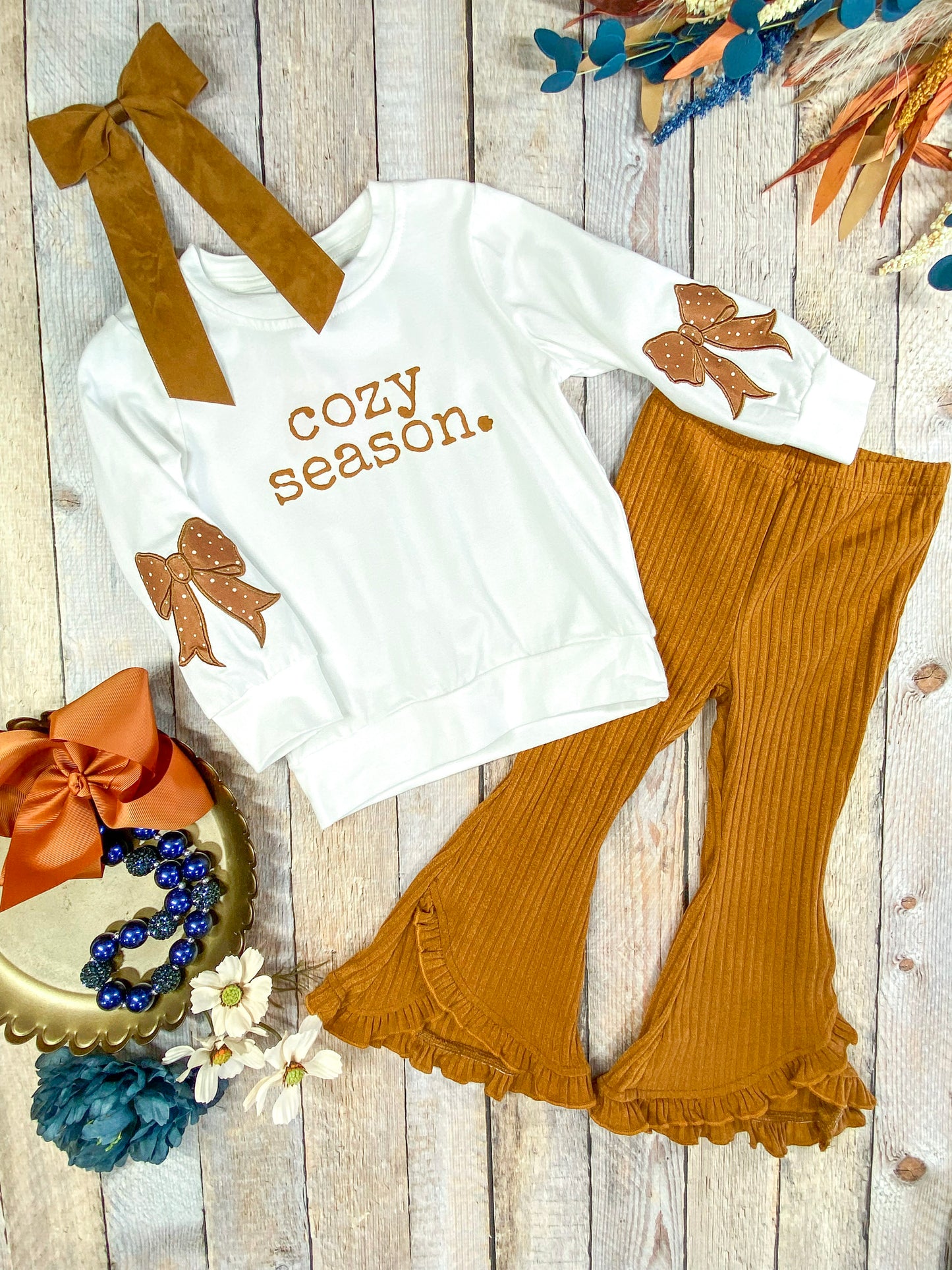 Cozy Season Ruffled Bell Bottom Set