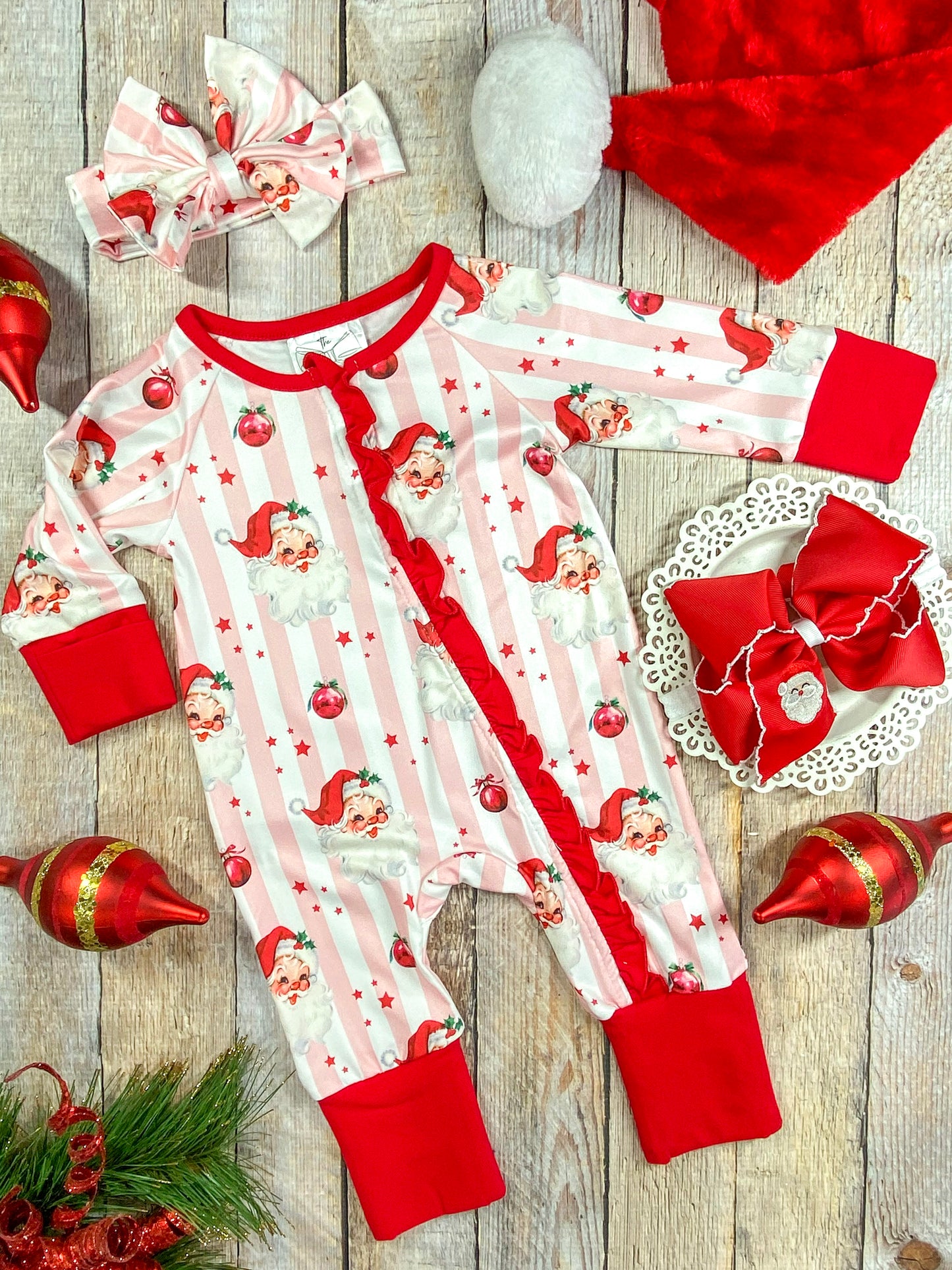 Santa & Stripes Infant Onesie
