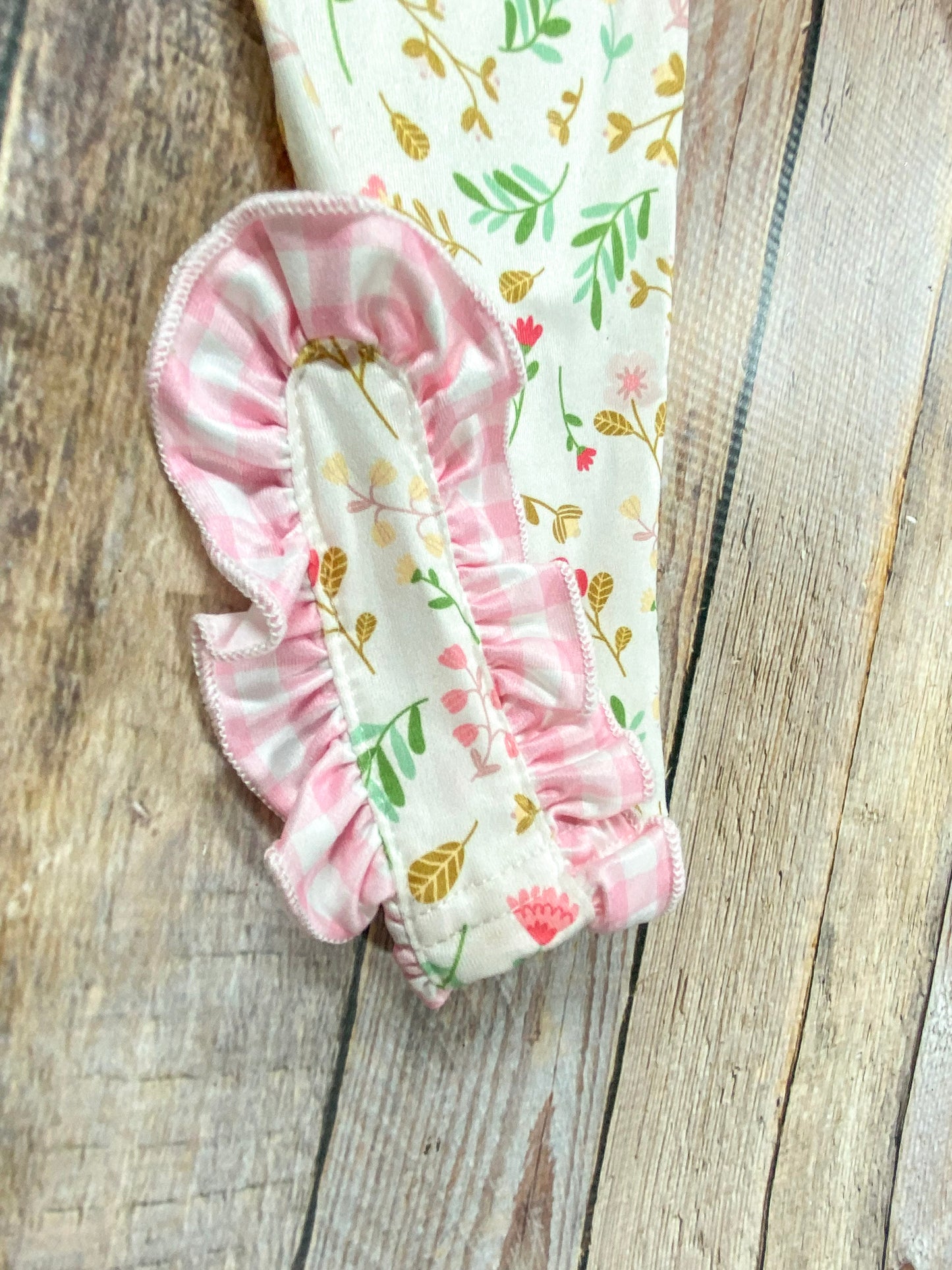 close up of details on leggings
