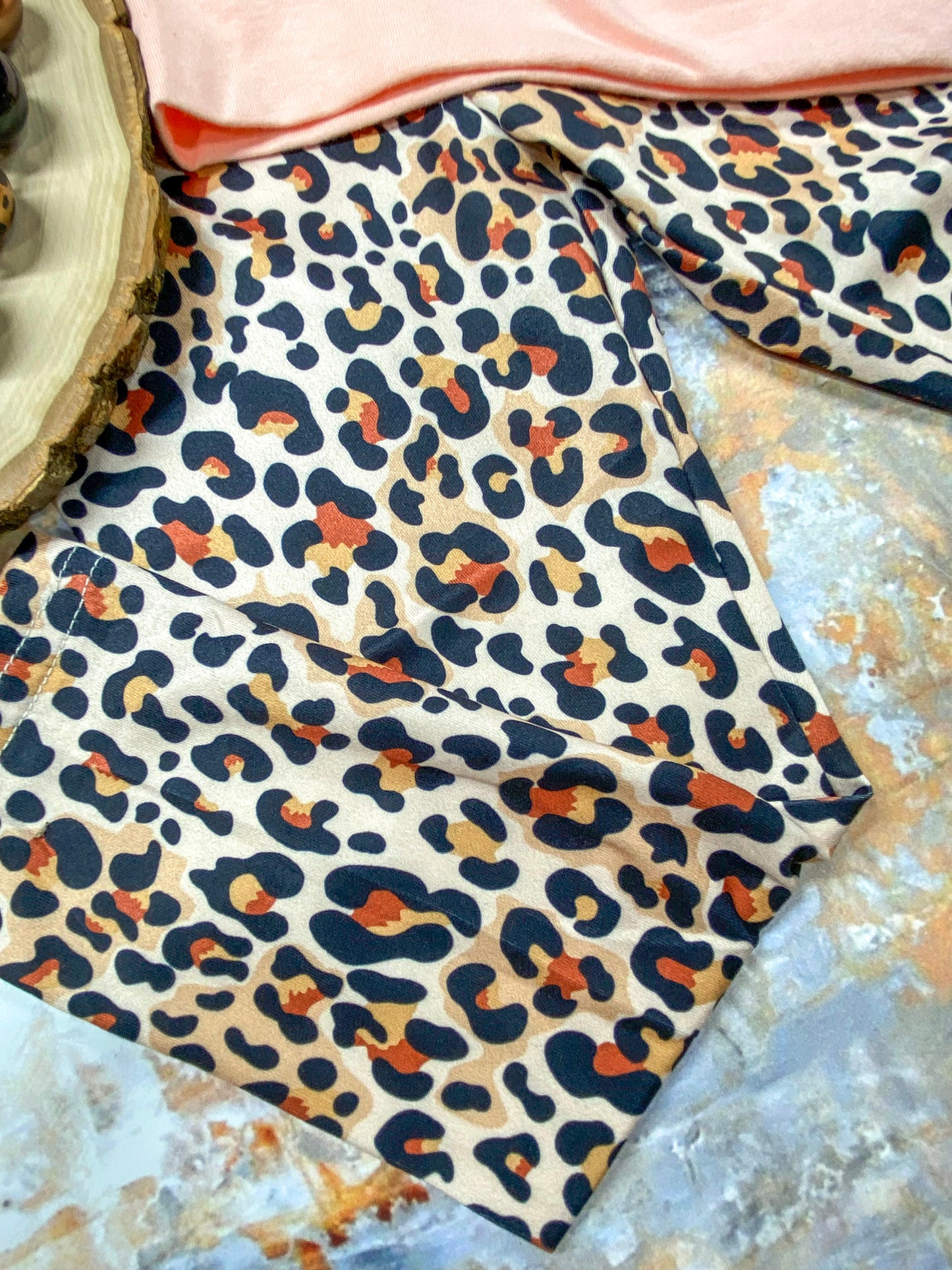 close up of the animal print leggings