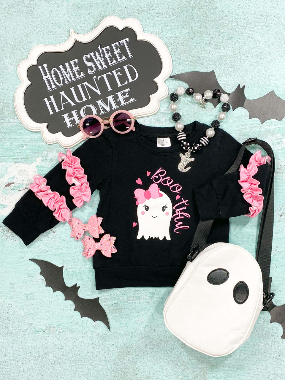 Sudadera rosa con volantes Boo-tiful