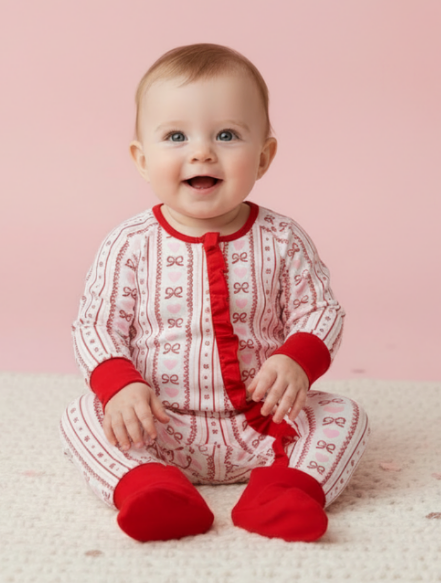 Valentine Coquette Stripes Infant Onesie - Alternative view