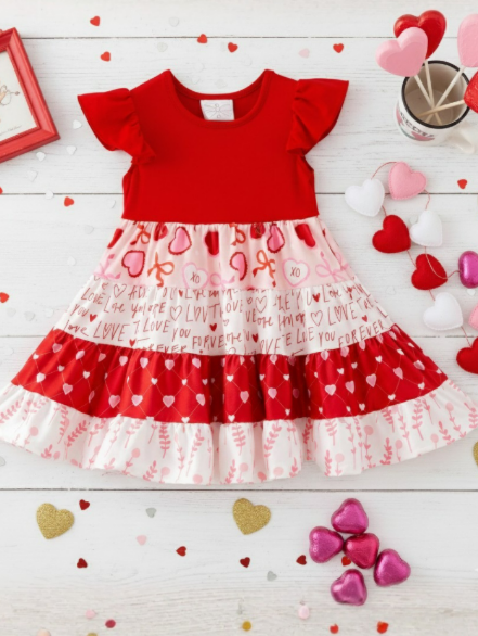 Cupid's Little Helper Tiered Twirl Dress