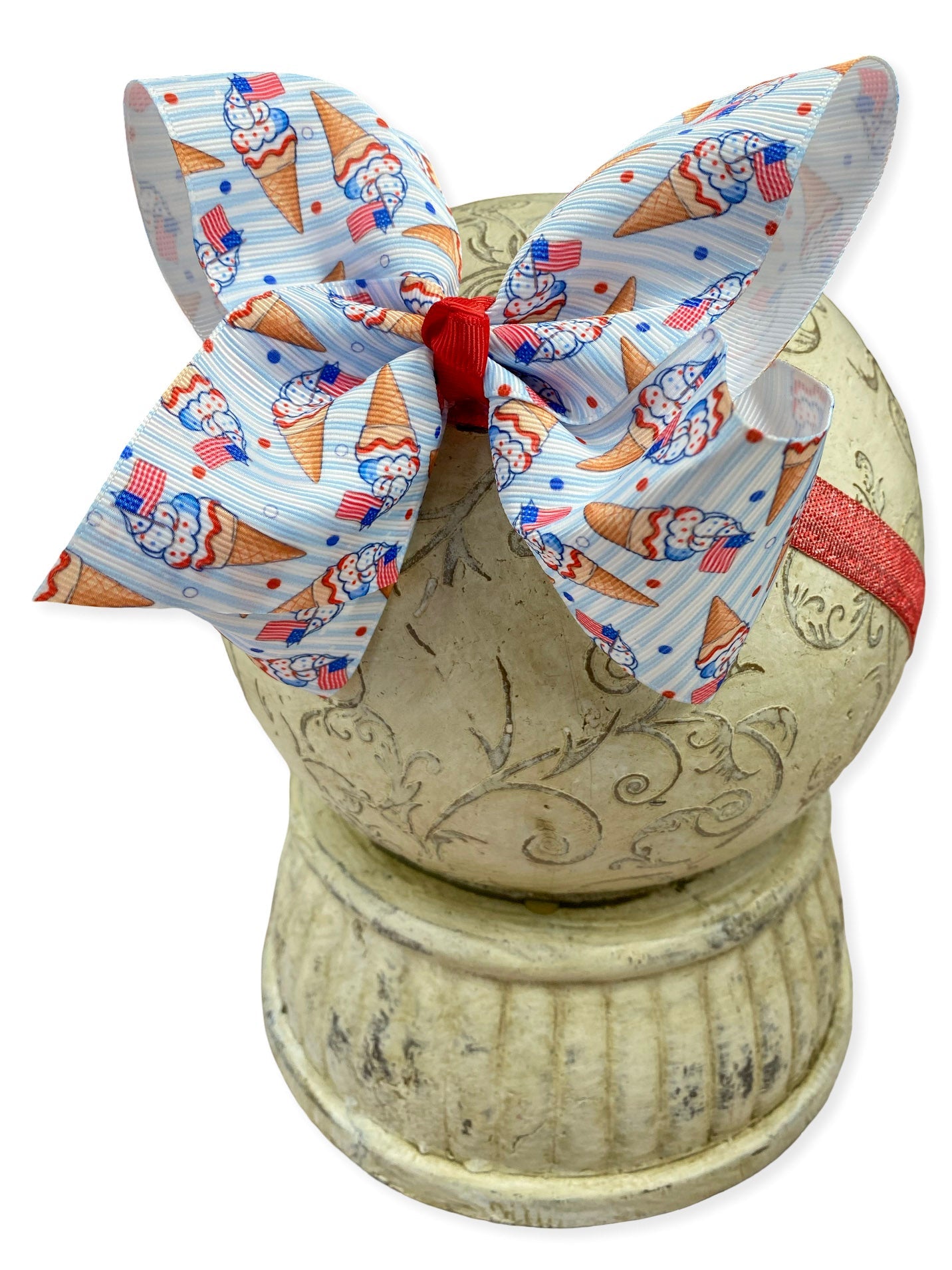 American Ice Cream Cones print hairbow on a white background