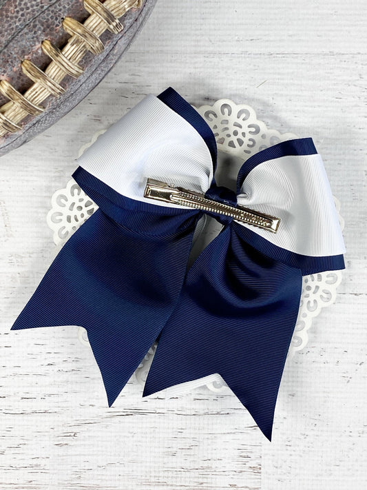 Back of the Bay Area Broncos Dual Layer Cheer Bow - Alternative view