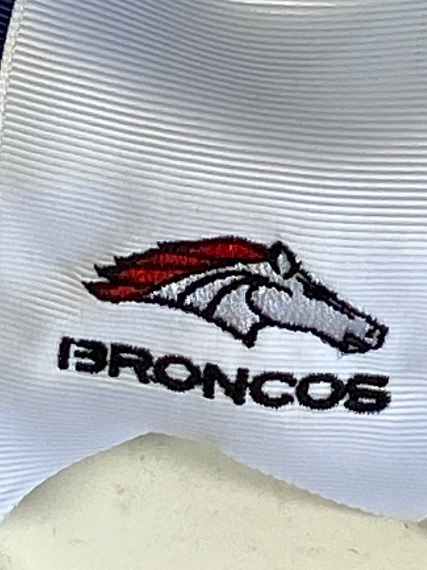 Close up Bay Area Broncos Dual Layer Cheer Bow
