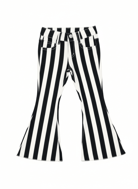 Black and white striped pants on a white background - Alternative view