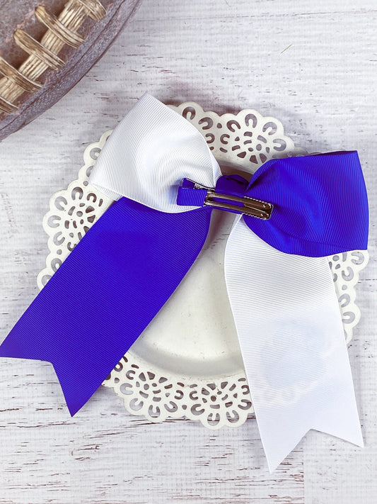 Back of the Blue Paw Print School Spirit Bow - Alternative view
