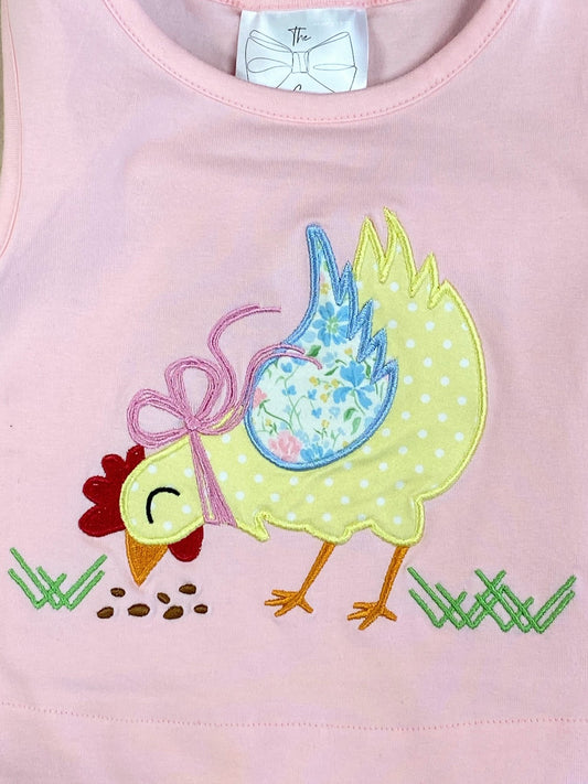 Close up detail photo of chicken embroidery - Alternative view