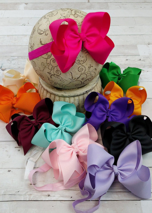 assortment of satin bow headbands in different colors - Alternative view