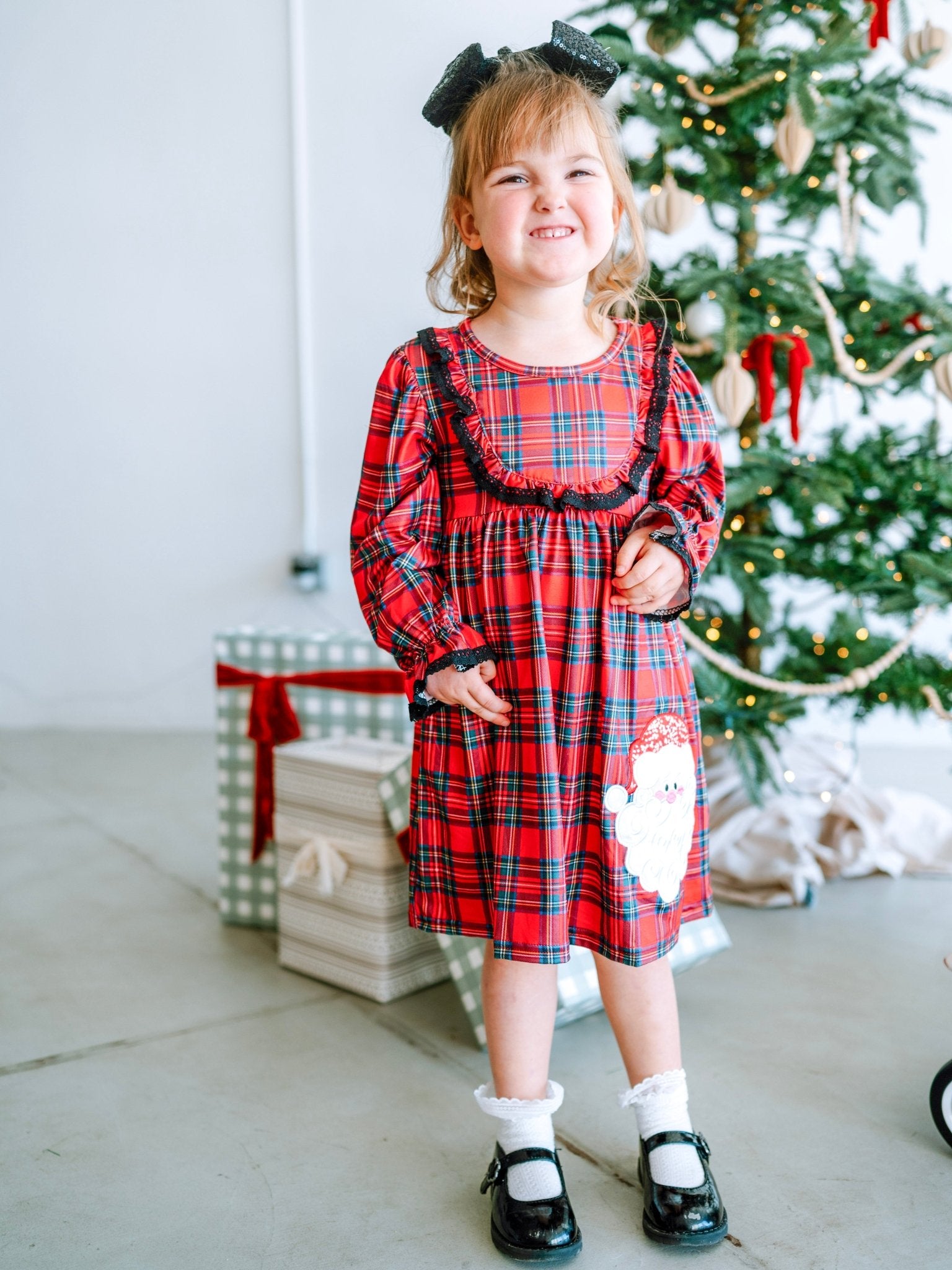 red christmas santa dress Classic Red Plaid Santa Dress