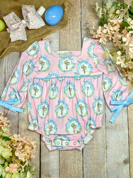coquette crosses romper on decorative background - Alternative view