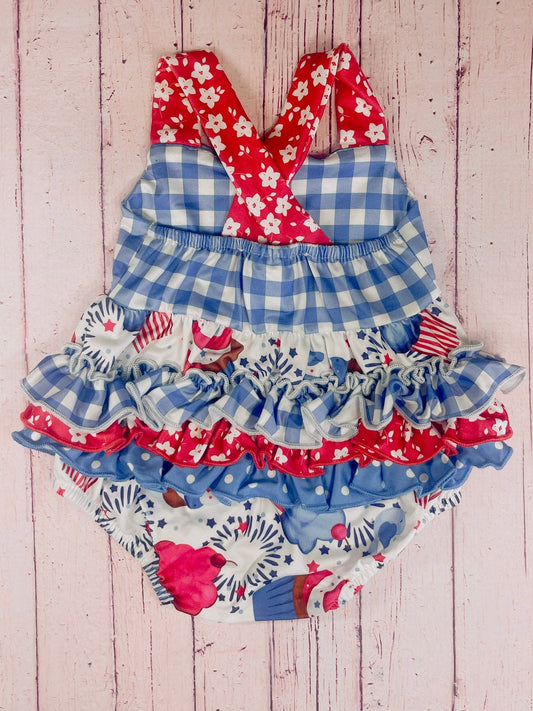 back of cupcake and firework romper - Alternative view