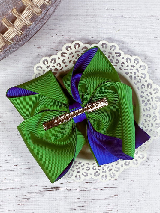 Back of the Double Layer Gilmore Gators Large Hair Bow - Alternative view