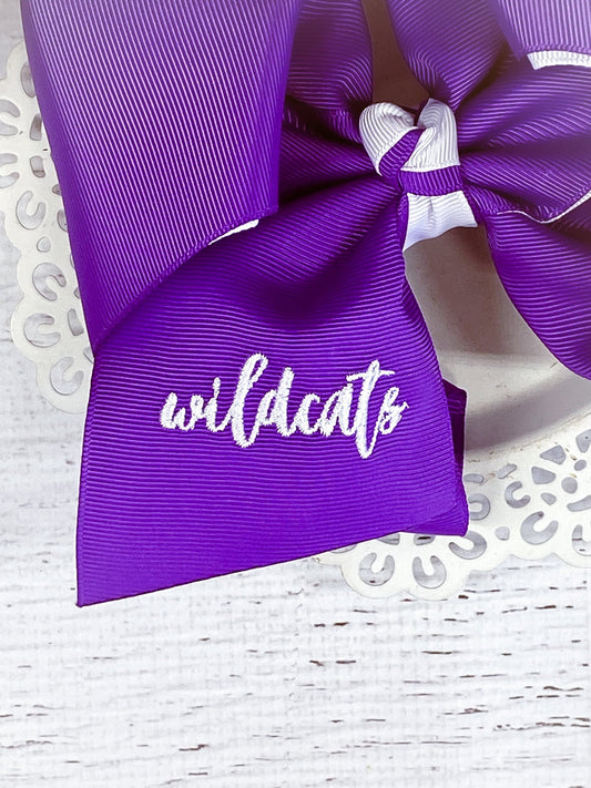 Close up Double Layer Wildcats Large Hair Bow - Alternative view