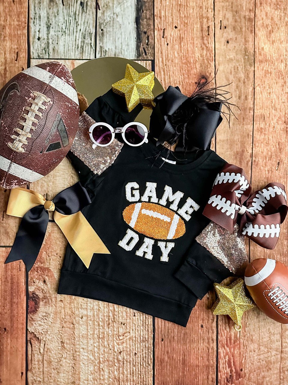 Game Day Black Sequins Sleeved Shirt: FINAL SALE