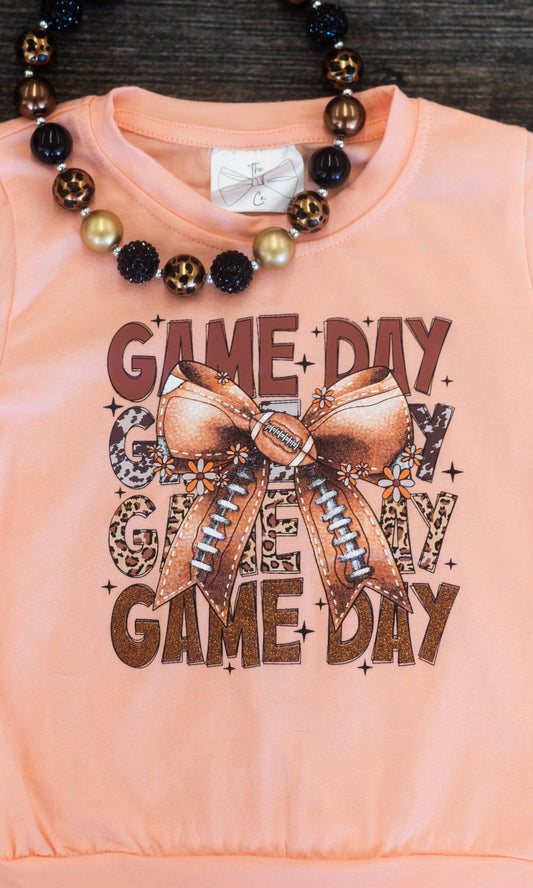 close up of the "game day" graphic on front of the shirt - Alternative view