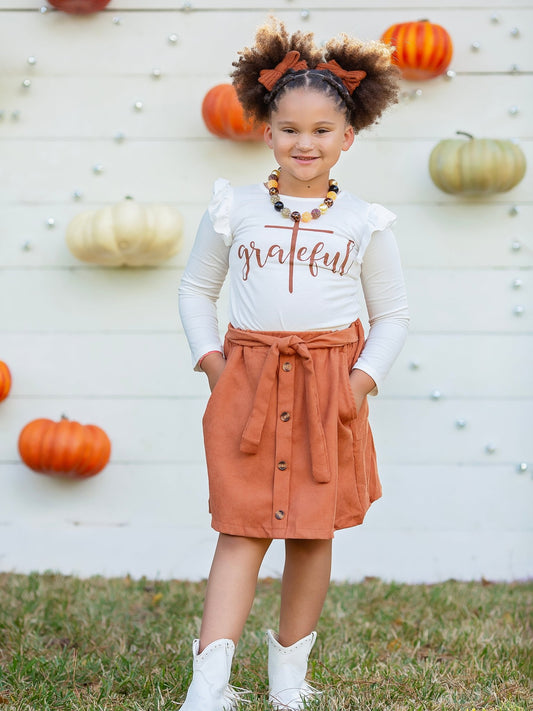 Grateful Tied Skirt Set on a model