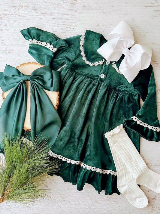 green velvet nightgown for girls for Christmas - Alternative view