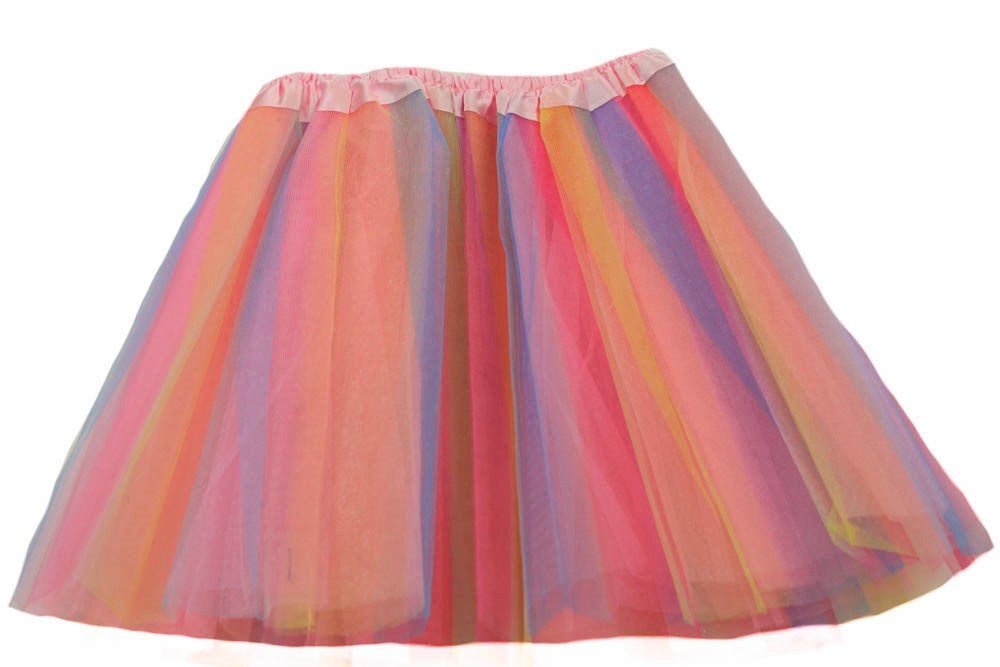 pastel rainbow tutu on white background