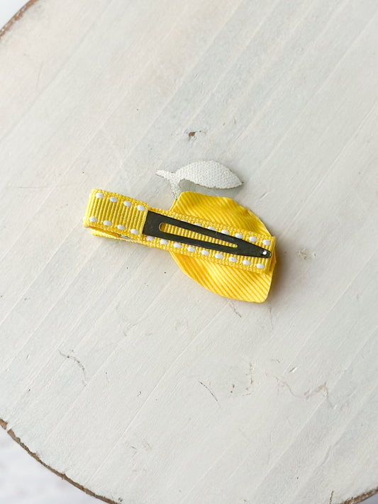 Back of lemon clippie showing single prong alligator clip - Alternative view