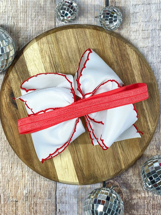 back of the headband showing the satin elastic band - Alternative view