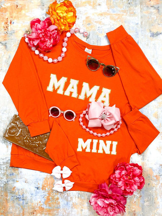 Matching orange Mama and Mini tops - Alternative view