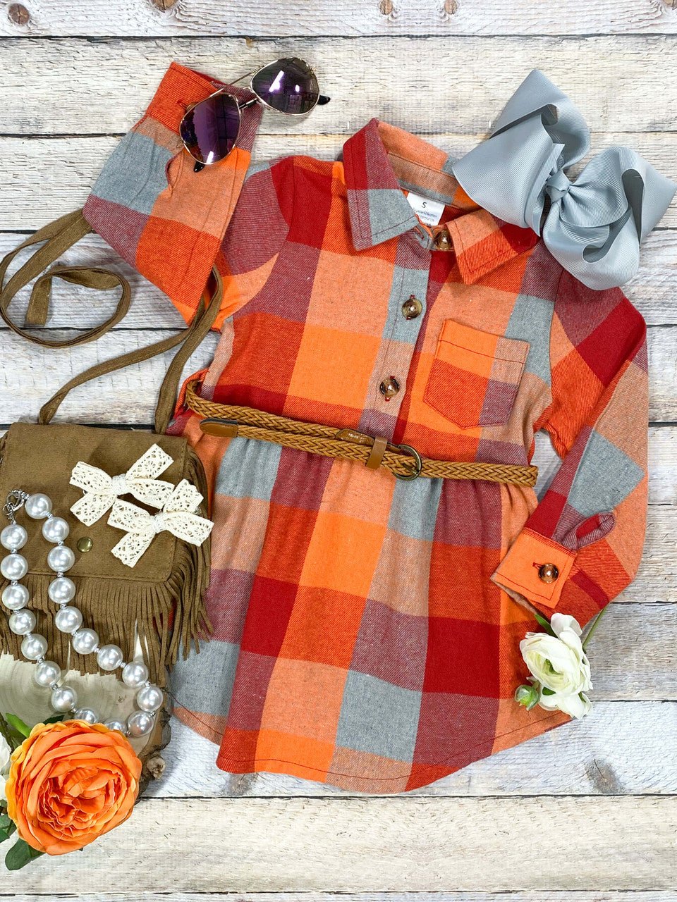 Autumn Hues Girls Plaid Dress