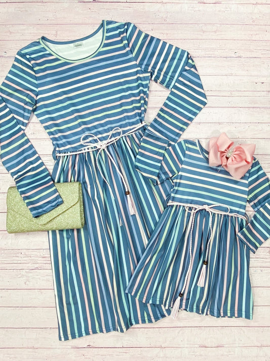 Mommy & Me Blue Hues Striped Dress - Alternative view