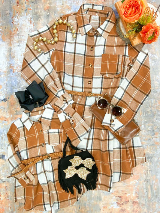 Mommy & Me Caramel Plaid matching dresses - Alternative view