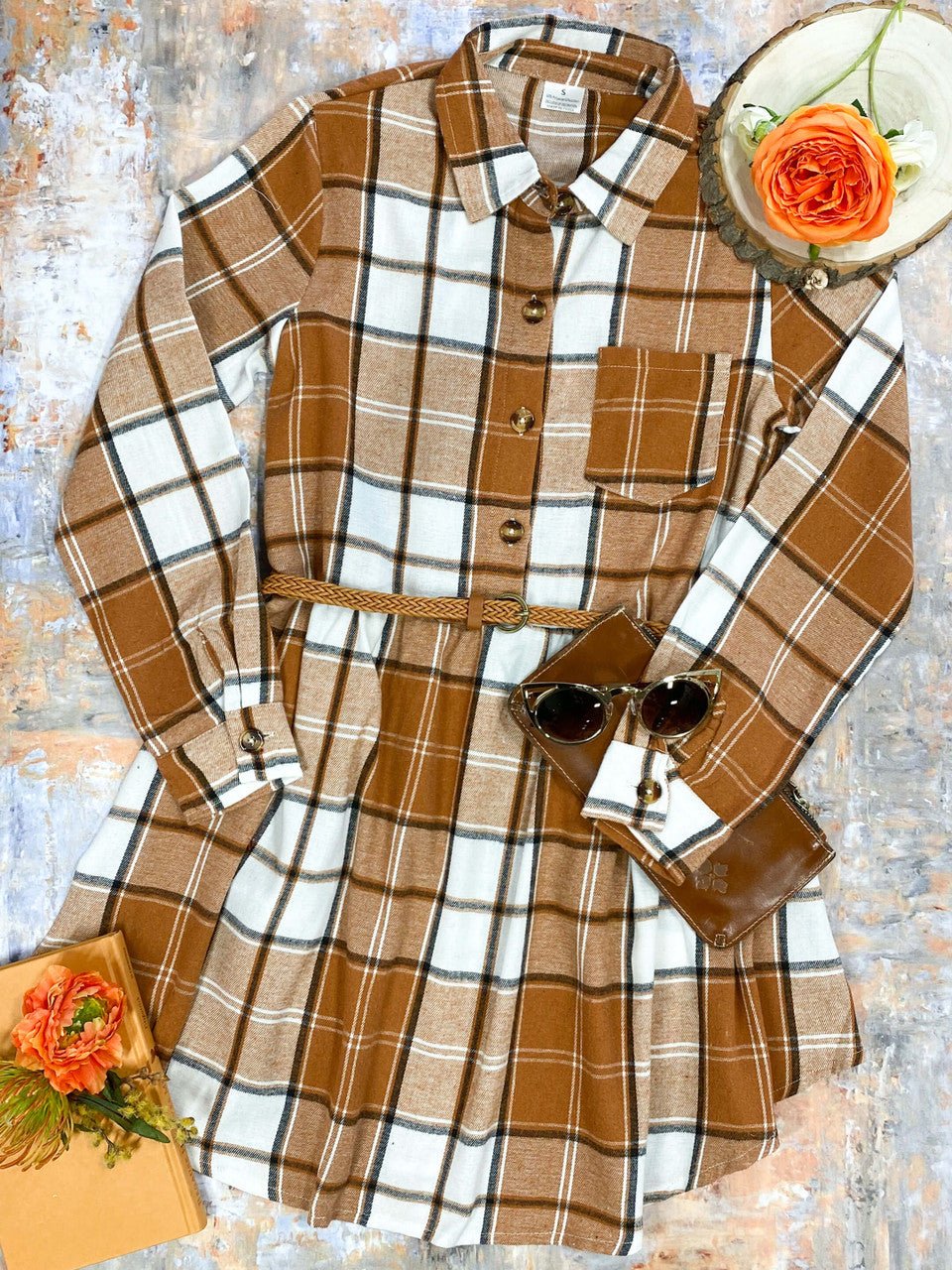 Mommy & Me Caramel Plaid matching dresses - Mom