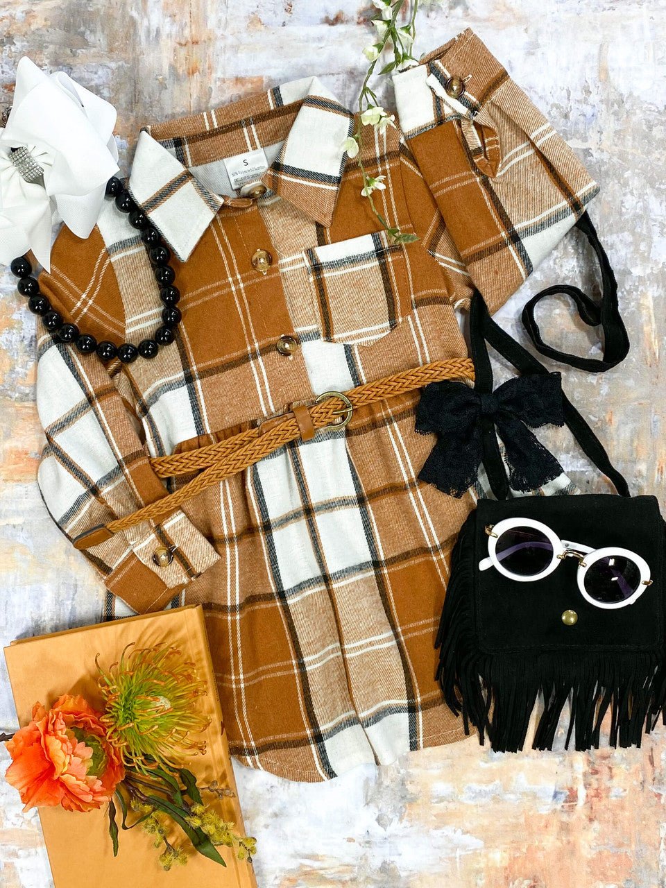 Mommy & Me Caramel Plaid matching dresses - Girls