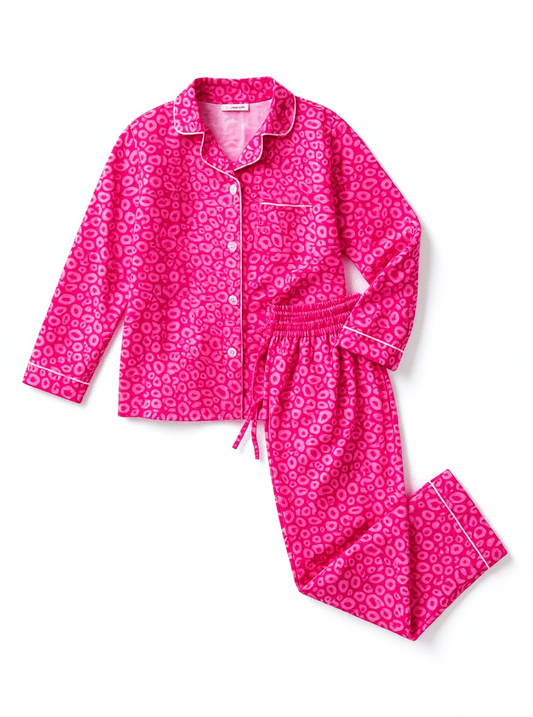 Pink pajama set with a pattern on a white background - Alternative view