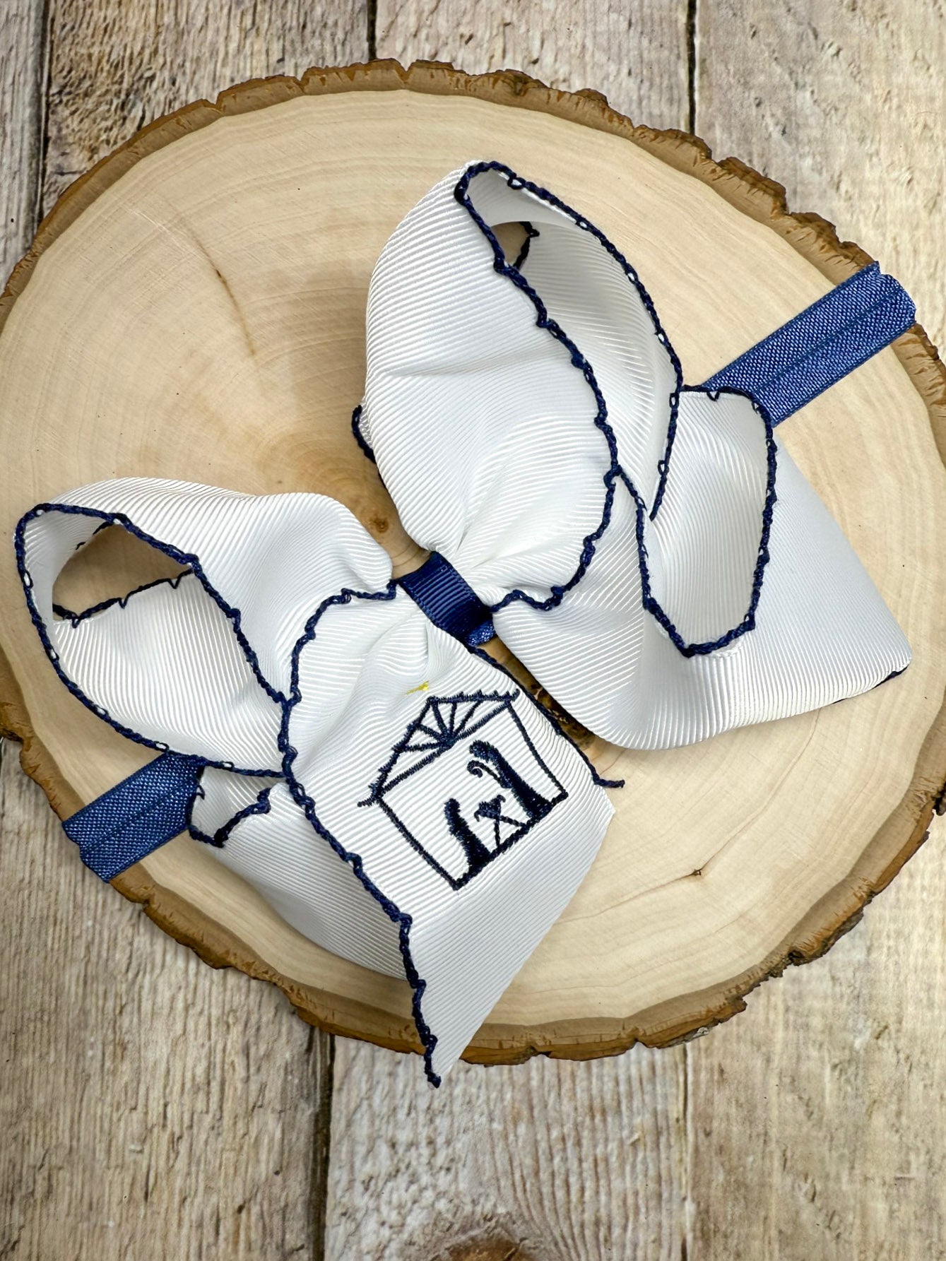 Nativity Scene Embroidered Hair Bow Headband