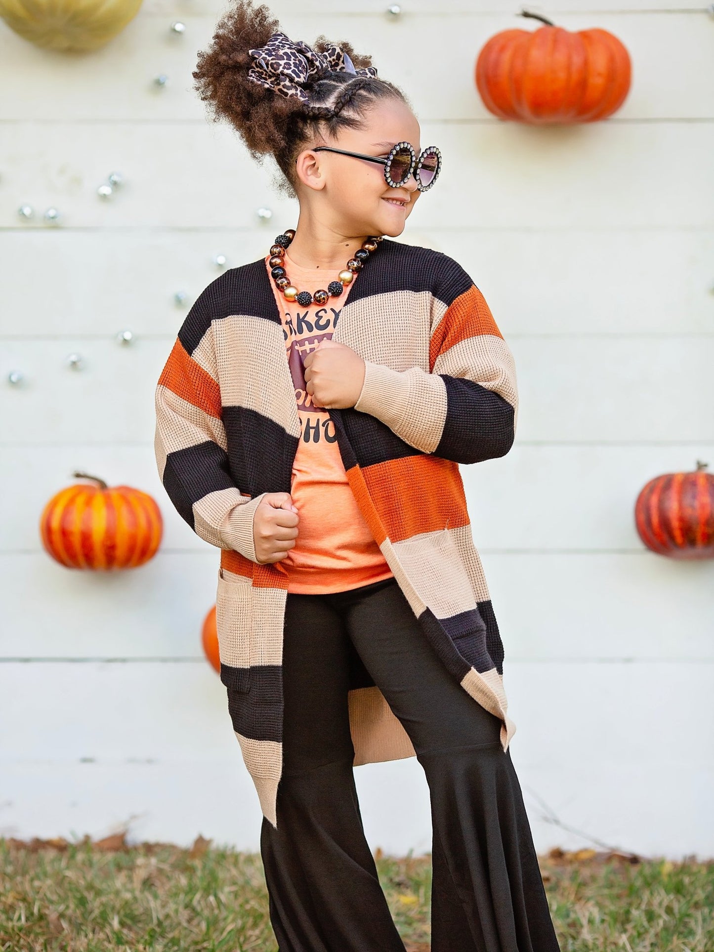 Mommy & Me Neutral Colorblock Cardigan on a model